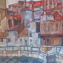 Venezia - Campo S. Maddalena Olio su tela di juta 50x60 - 1977