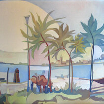 Laguna di Venezia Olio su tela di juta 65x50- 1978