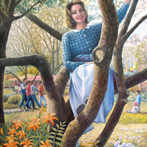 Patrizia sull'albero Olio su tela di juta 60x80 - 2006