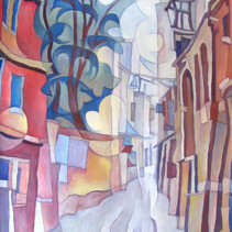 Venezia, Barbaria delle Tole Olio su tela di juta 40x70 - 1978