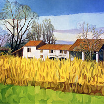 Paesaggio di Busiago Olio su tela di juta 70x50 - 2004