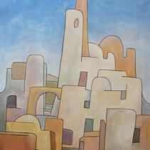 Paesaggio arabo Acrilico su carta 40x50 - 1988