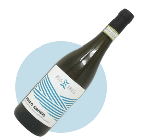 Primo piano bottiglia di Roero Arneis DOCG della nostra linea MAXIMA