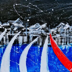 TECNICA MISTA SU VELA MISURE 50X75 CM. Dipinto disponibile, per maggiori informazioni cont