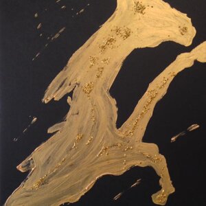 Acrilico e pietrine dorate su polypatte. Misure 42X30 cm. DIPINTO NON DISPONIBILE.