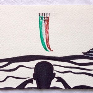 Pennarello su cartoncino. Misure 18X24 cm. DIPINTO NON DISPONIBILE.