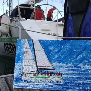 Tecnica mista su vela. Dipinto disponibile, per maggiori informazioni contattare l'artista.