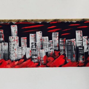 Acrilico su juta. Misure 39X114 cm, DIPINTO NON DISPONIBILE.
