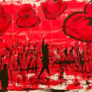 Acrilico su juta, misure 70X110 cm, anno 2018.