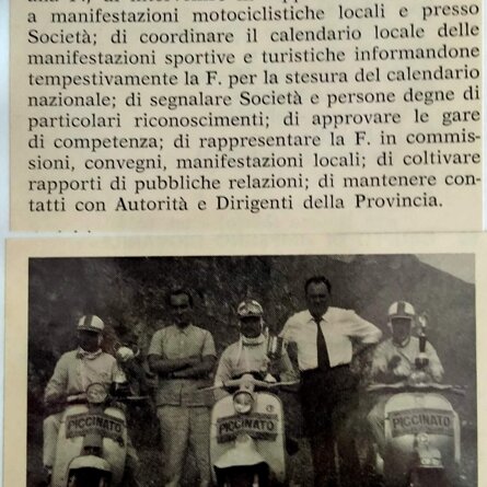 Articolo del gazzettino del 1965 Il primo motoclub fondato a Fanna, il Motoclub Piccinato Fanna