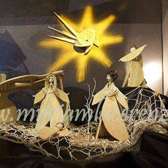 Presepe realizzato con racchette di legno Esposto alla 39° Mostra 100 PRESEPI a Roma, Sale del Bramante, Piazza del Popolo - 2015