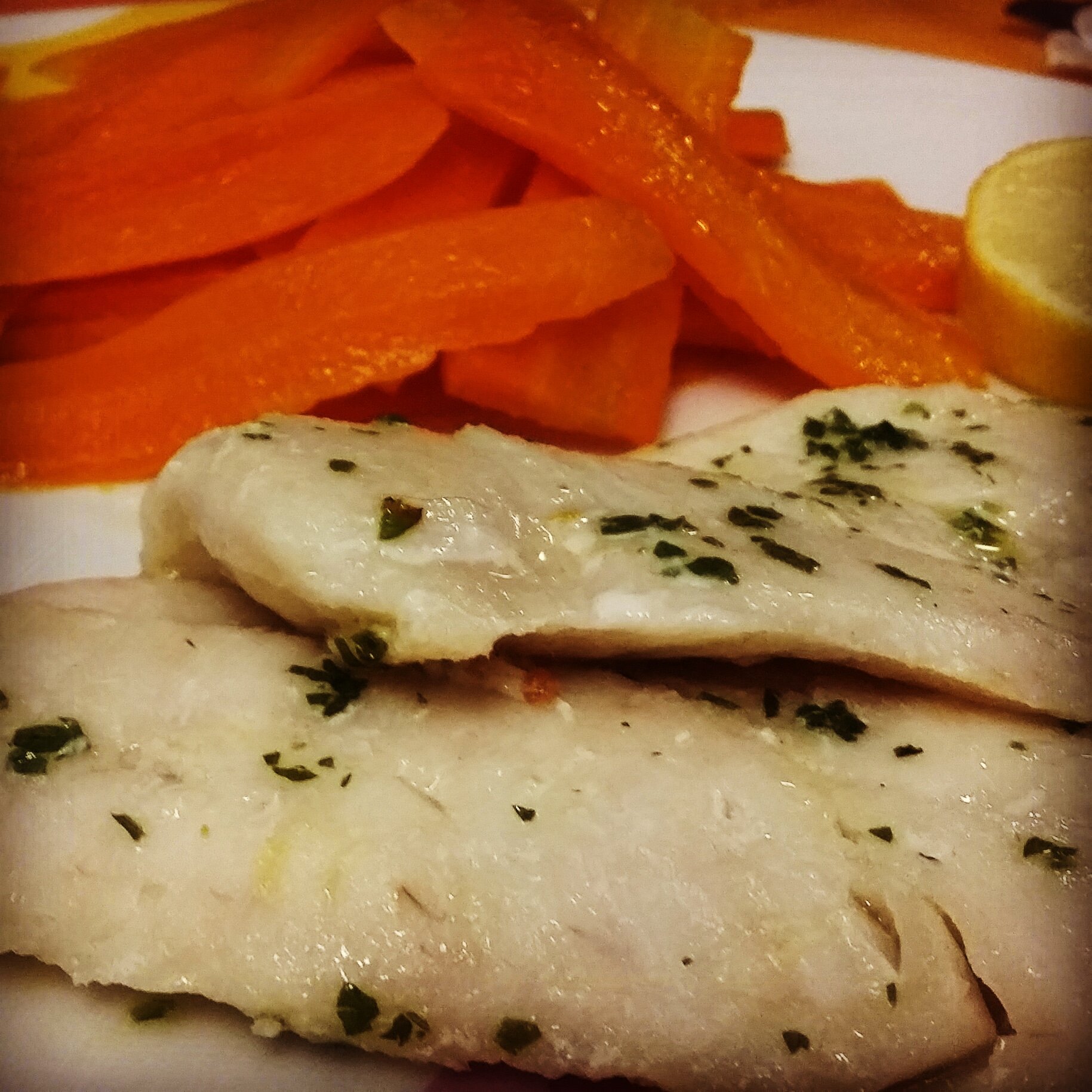 Merluzzo al limone e carote Merluzzo al limone e carote