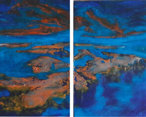 acrilico su 2 tele, 30x40 - spatola