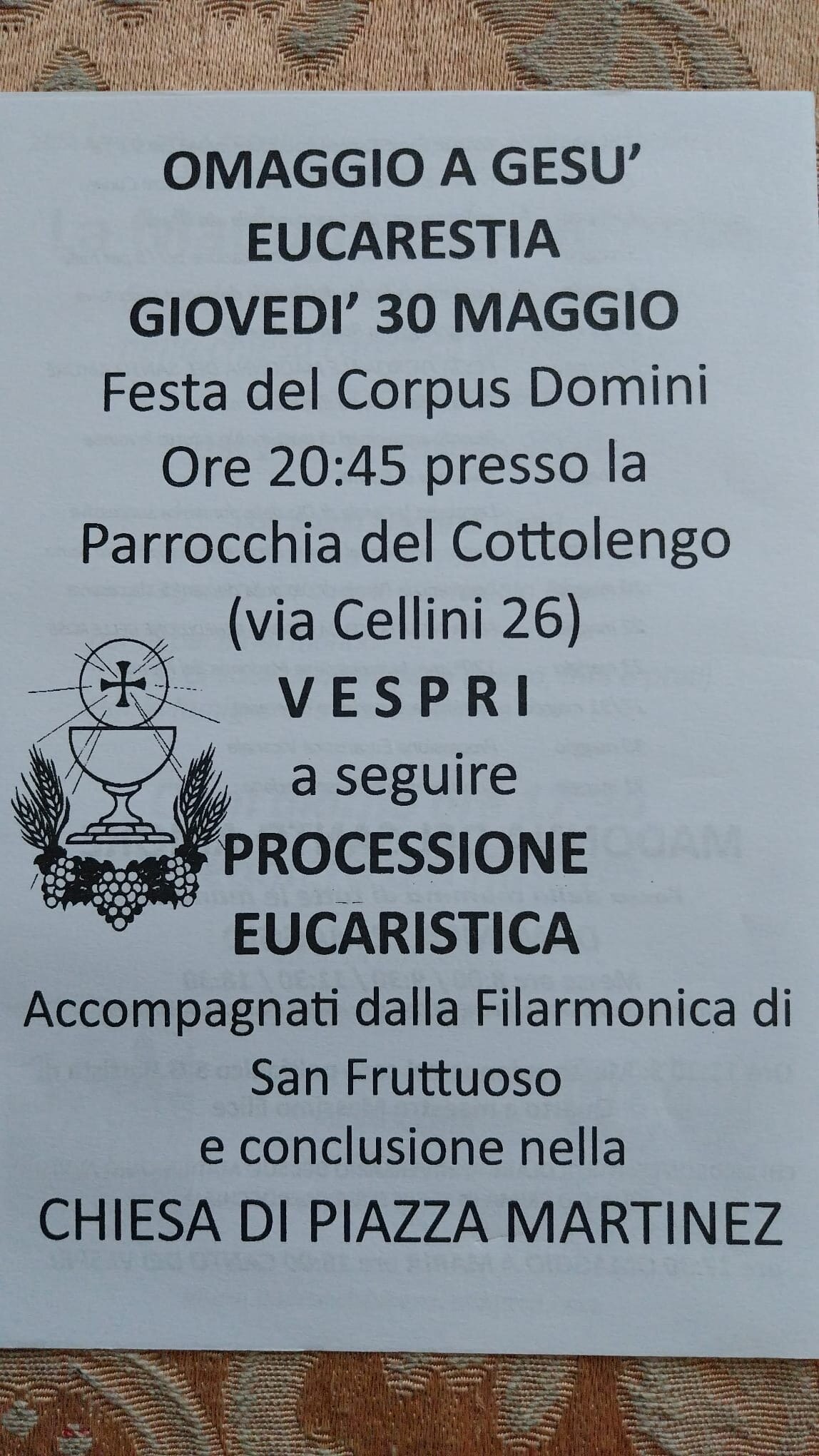 Processione Eucaristica Corpus Domini - 30 Maggio