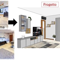 Progetto di Home Relooking Living Open Space Prima e Dopo - Living Open Space