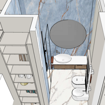 Progetto Interni globale con Ristrutturazione Dis. 3D ingresso Bagno en-Suite alla camera matrimoniale