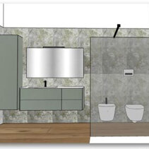 Progetto Interni globale con Ristrutturazione Disegno 3D Progetto Mobile Bagno moderno su misura a moduli sospesi