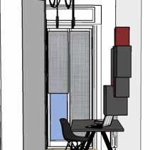 Progetto Interni globale con Ristrutturazione Dis. 3D Vista ingresso camera studio