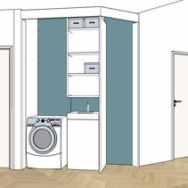 Progetto Interni globale con Ristrutturazione Dis. 3D Interno portale Lavanderia attrezzato + Anta p/scope