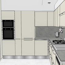 Progetto di Home Relooking per Cucina Progetto di Relooking in 3D lato Colonne Cucina a L