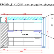 Progetto di Home Relooking per Cucina Prospetto 2D piano di lavoro Cucina a L