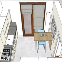 Progetto di Home Relooking per Cucina Vista dall'alto progetto in 3D cucina ad L