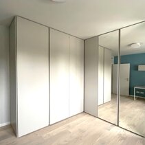 Realizzazione Progetto Arredamento per Interni Vista laterale Armadio guardaroba su misura,Camera-Studio