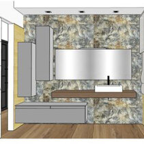 Progetto Interni globale con Ristrutturazione Disegno 3D Progetto mobile bagno moderno a moduli sospesi