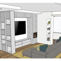 Progetto Interni globale con Ristrutturazione Disegno 3D Zona Salotto in Open Space