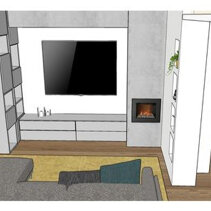 Progetto Interni globale con Ristrutturazione Disegno 3D Parete TV attrezzata per salotto