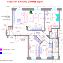 Progetto Interni globale con Ristrutturazione Planimetria 2D con Arredamento completo