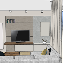 Progetto Interni globale con Ristrutturazione Dis. 3D Salotto moderno con mobile tv
