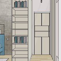 Realizzazione Progetto Arredamento per Interni Vista Ingresso Cabina Armadio in Camera Matrimoniale