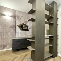 Progetto Interni globale con Ristrutturazione Vista prospettica ingresso da zona salotto