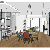 Progetto Interni globale con Ristrutturazione Disegno 3D sala da Pranzo in Open Space