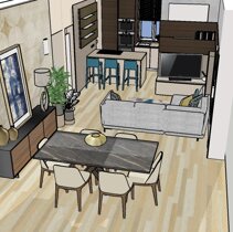 Realizzazione Progetto Arredamento per Interni Vista laterale Sala da Pranzo in Open Space