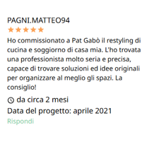 Recensioni su Pat Gabò Interiors Recensione su Servizio Interior Design