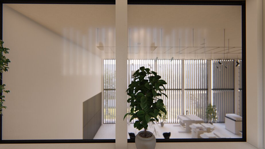 Interno di un ufficio modeno con piante