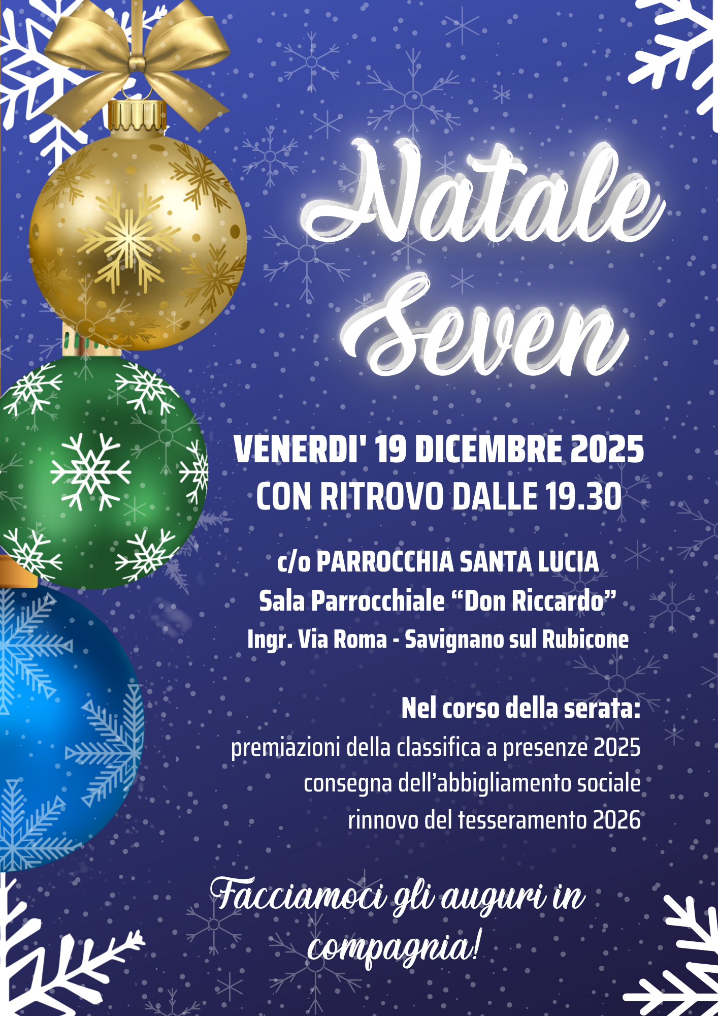 Venerd&igrave; 19 il Natale Seven