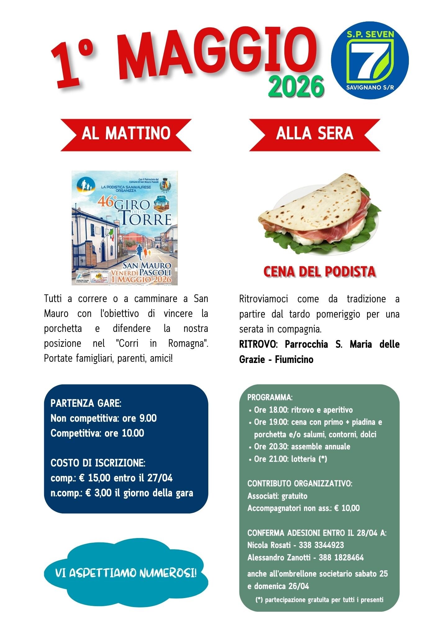 Il Primo Maggio Seven: Giro della Torre e Cena + assemblea
