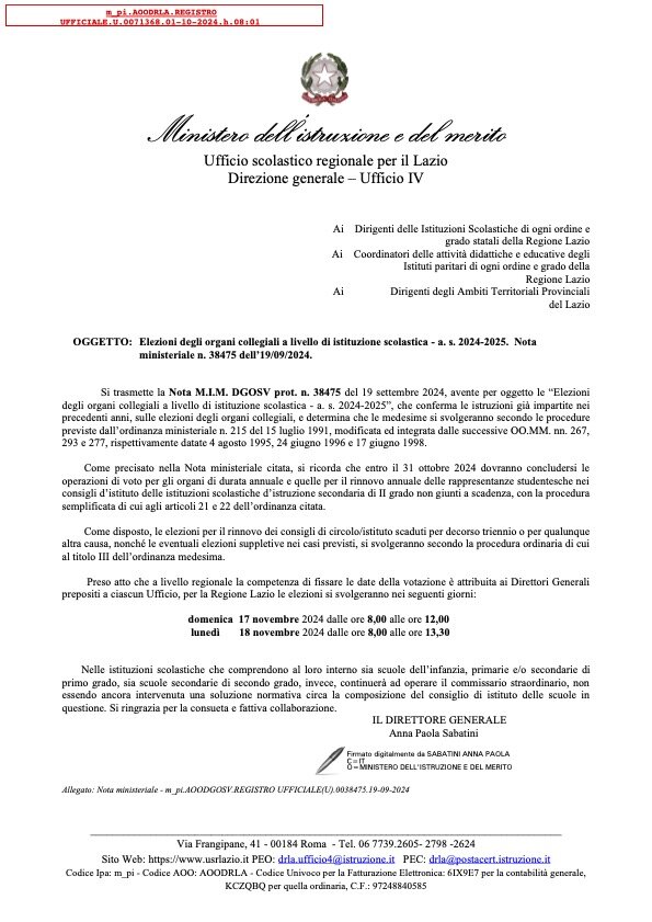 Elezioni degli organi collegiali a livello di istituzione scolastica a. s. 2024-2025 Elezioni degli organi collegiali a livello di istituzione scolastica a. s. 2024-2025