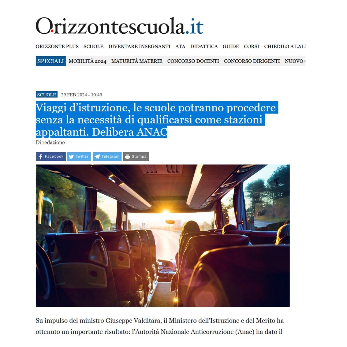 Viaggi d’istruzione, via libera dell'ANAC Viaggi d’istruzione, via libera dell'ANAC