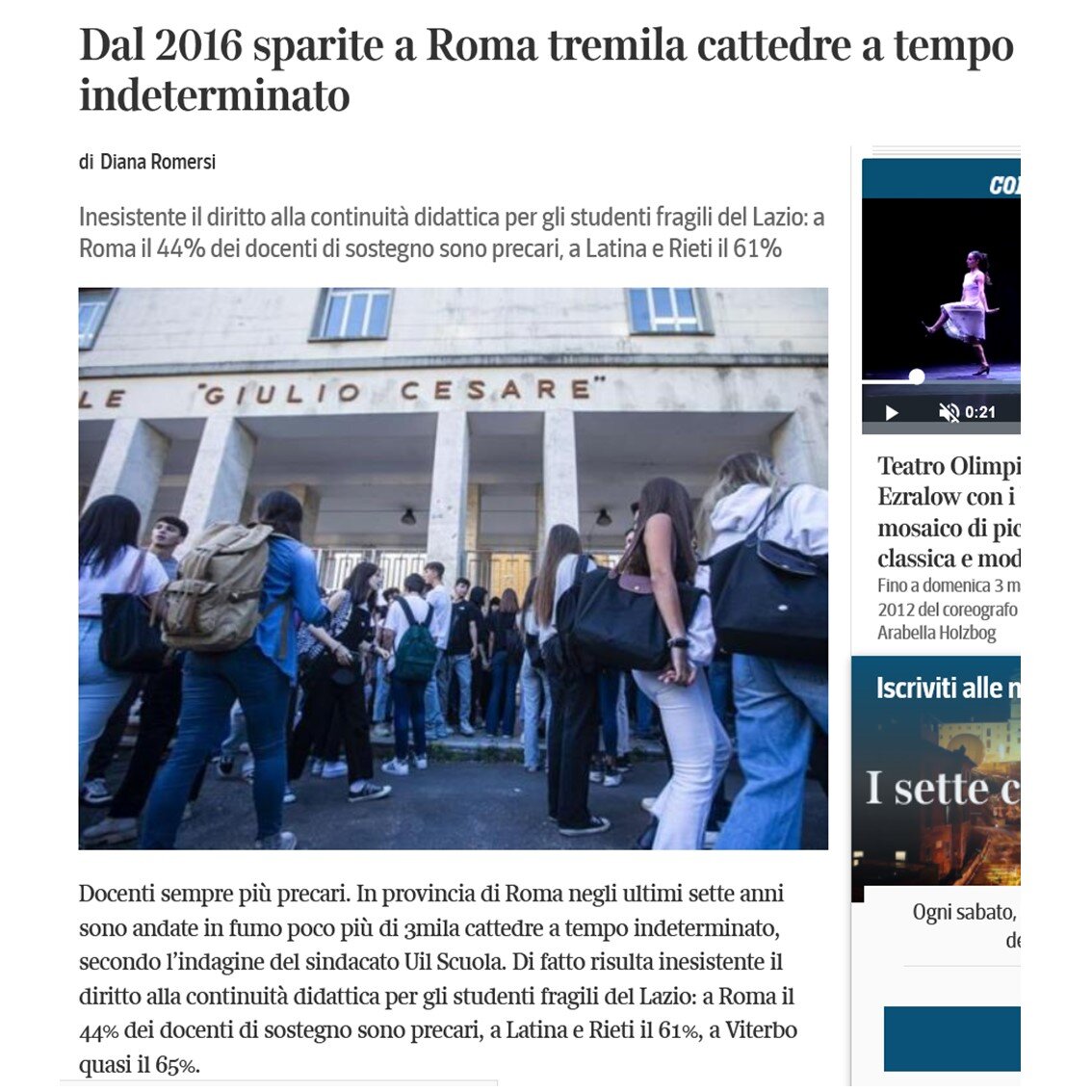 Il precariato nella scuola lede il diritto di studenti e lavoratori - il nostro intervento. Il precariato nella scuola lede il diritto di studenti e lavoratori - il nostro intervento.