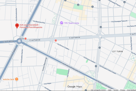 Mappa dello studio di psicologia e psicoterapia di via Domodossola 12 a Torino 