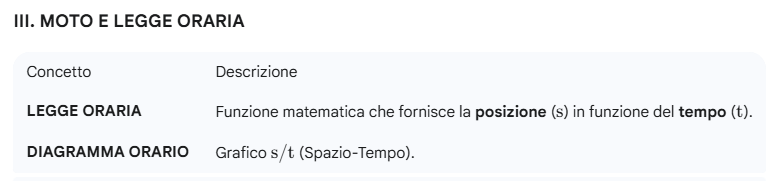 schema a blocchi sulla legge oraria del moto