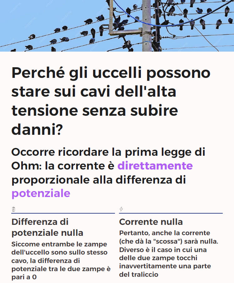 Se la differenza di potenziale è pari a 0 lo sarà anche l'intensità di corrente
