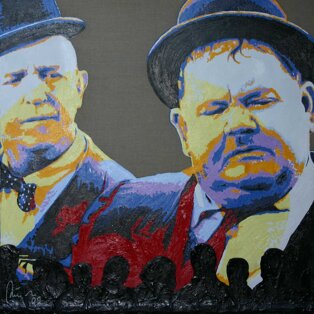 Omaggio al cinema di altri tempi 100x100 tecnica mista su tela