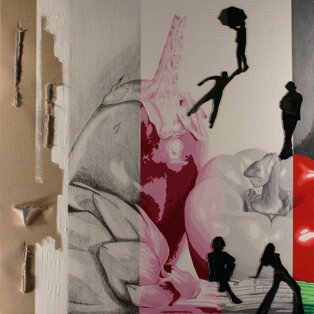 Scansione (nuovi vip e giovani di oggi) 100x100 tecnica mista su tela