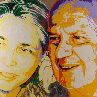 Mara Venier, Nicola Carraro 120x80 tecnica mista su tela