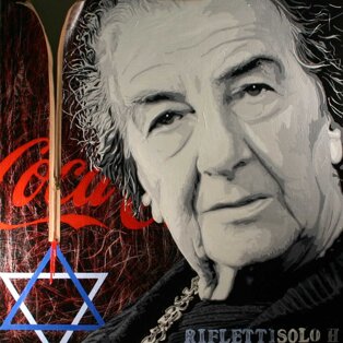 Golda Meir per non dimenticare 100x100 tecnica mista su tela